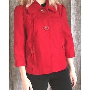 Red Cropped Pea Coat